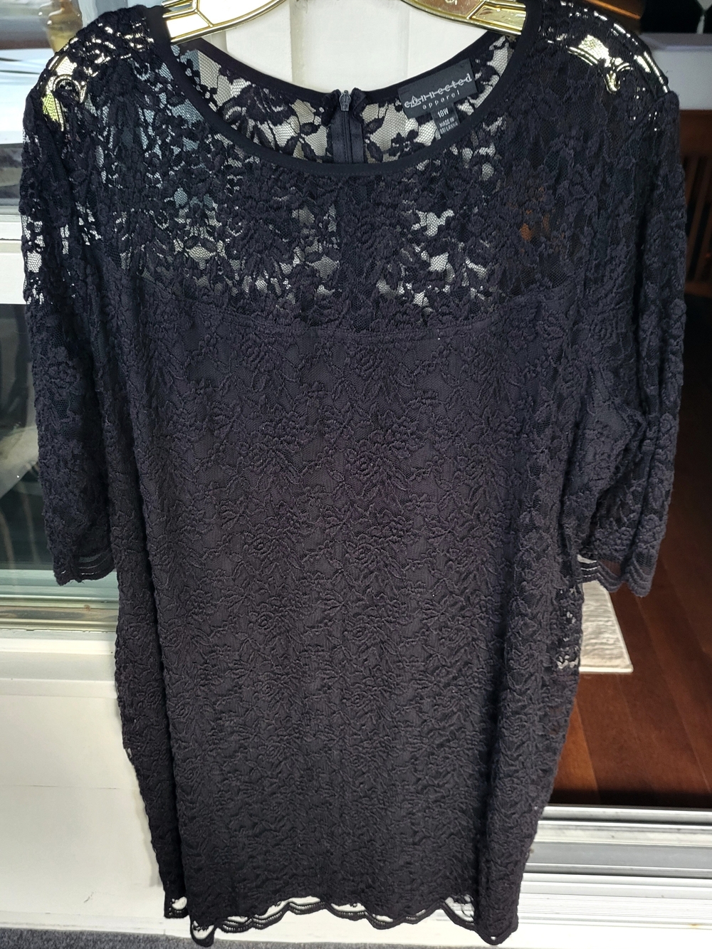 Connected Apparel Black Lace Sheath Cocktail Dress Plus Size 18W